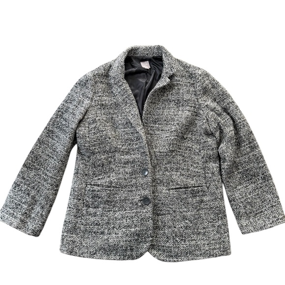 J. Jill Jackets & Blazers - J.Jill Womens Tweed Blazer Jacket Size M Gray Two-Button Collar Lined Pockets